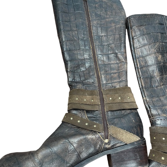 Ugg Esplande Croco java leather tall boots 8.5 - Picture 4 of 11